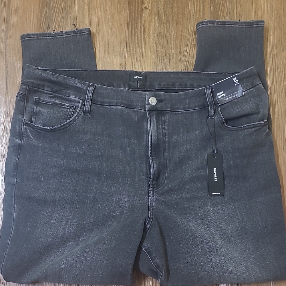 EXPRESS WOMEN,S Dark Gray skinni high rise flexx hiper stretcm Jeans